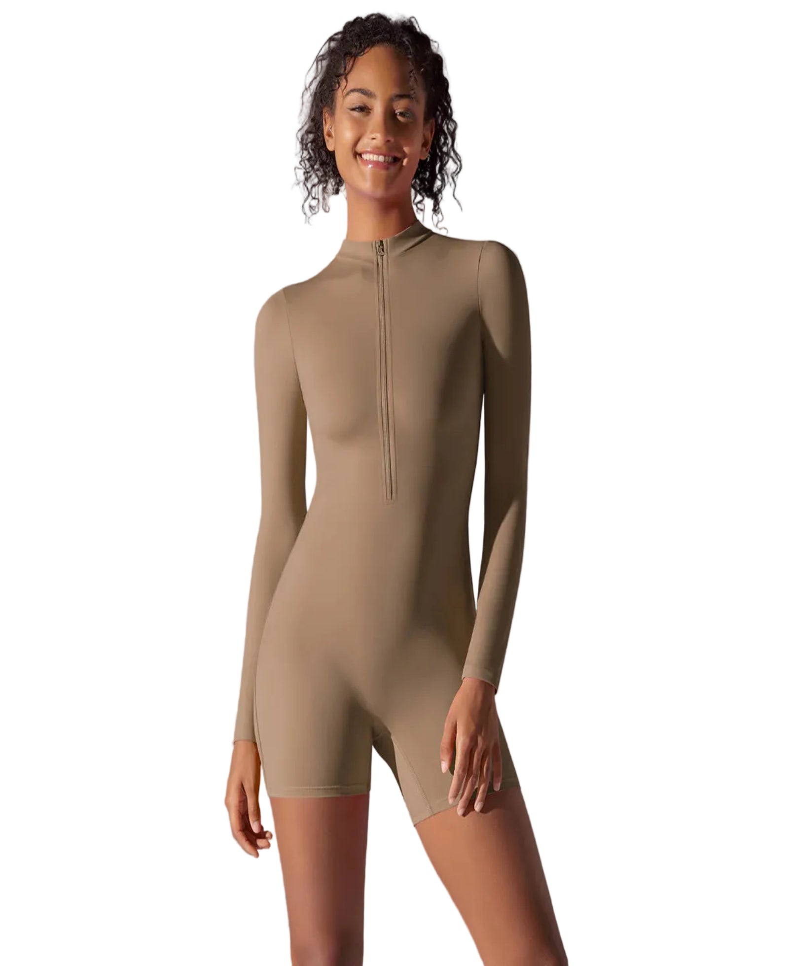 sleek summer zip-front workout Jumpsuit