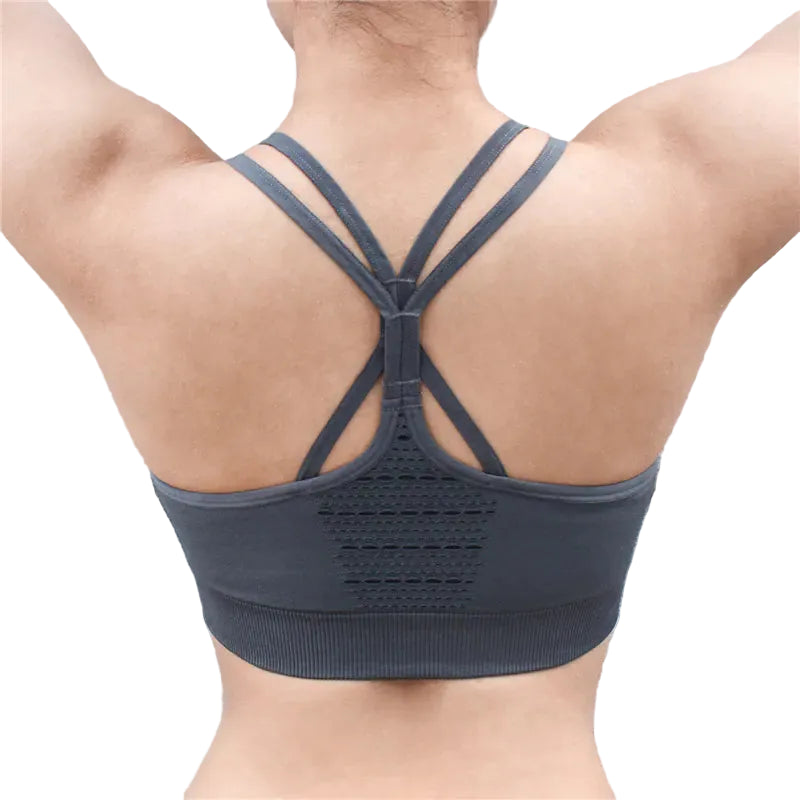 Women’s Cross Back Sports Bra for Fitness & Workout – Breathable Wireless Support