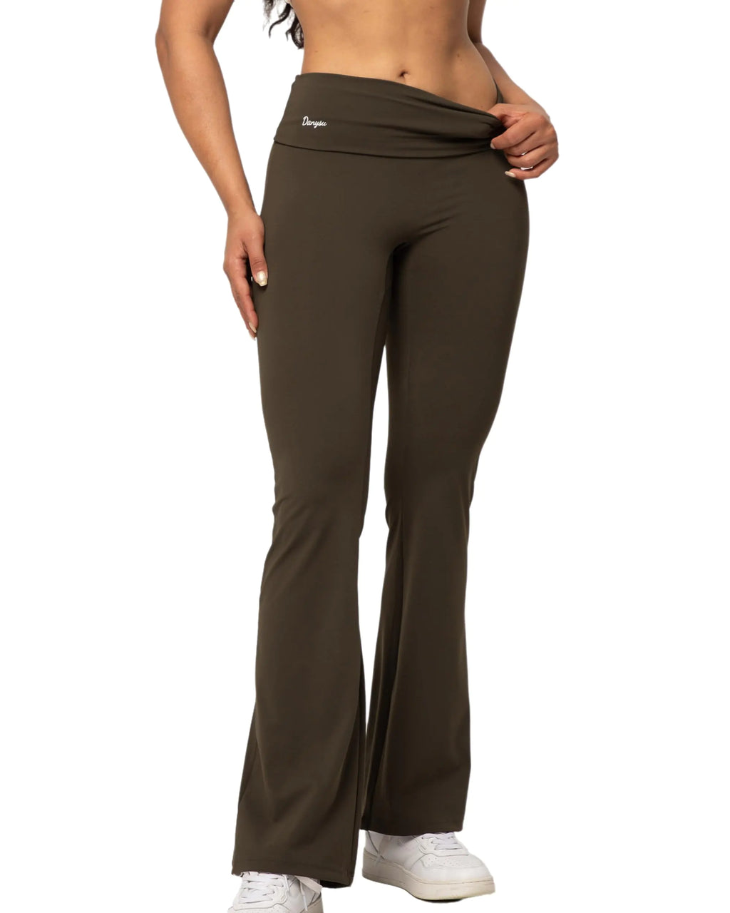 Women’s Low-Rise Foldover Flare Leggings – Buttery Soft Non-See-Through Bootcut Yoga & Lounge Pants