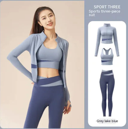 Women’s Yoga 3Pc Workout Set – Breathable Activewear Top & Pants