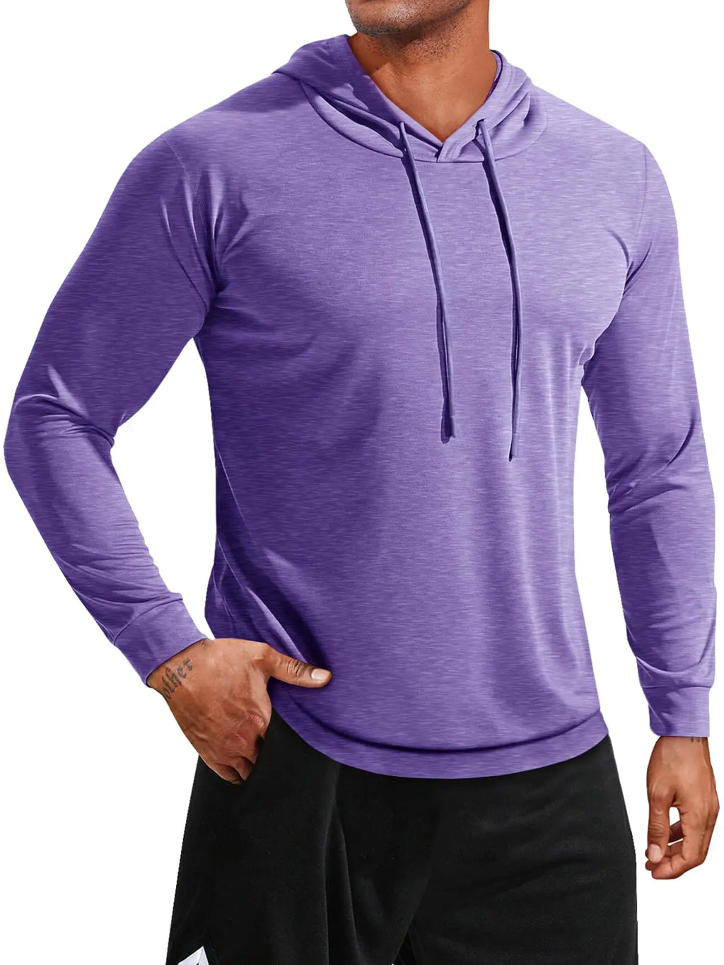 Men’s Performance Hoodie – Lightweight Long Sleeve Pullover (Purple)