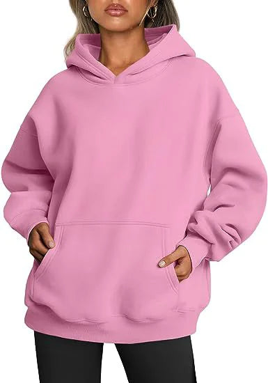 Women’s Oversized Pullover Hoodie – Soft Fleece-Look Sweatshirt with Kangaroo Pocket, Long Sleeve