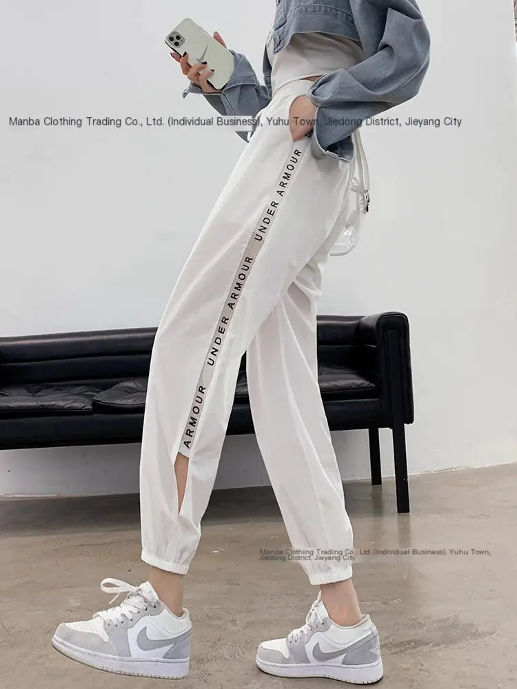 Women’s High-Waisted Letter Sweatpants – Loose Fit Harem Joggers Casual Streetwear Pants