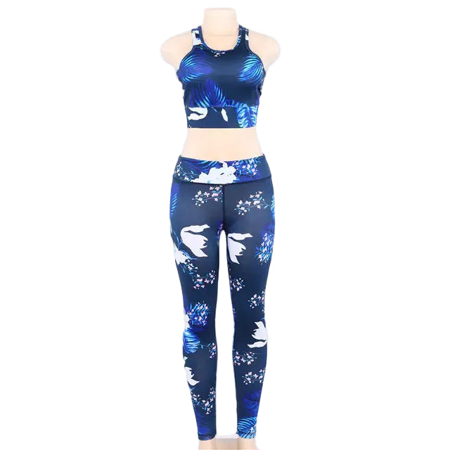 Women’s Floral Print Yoga Set – Sports Bra & Leggings Outfit