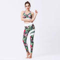 Women’s Yoga Set – Tropical Print Sports Bra & High-Waist Leggings