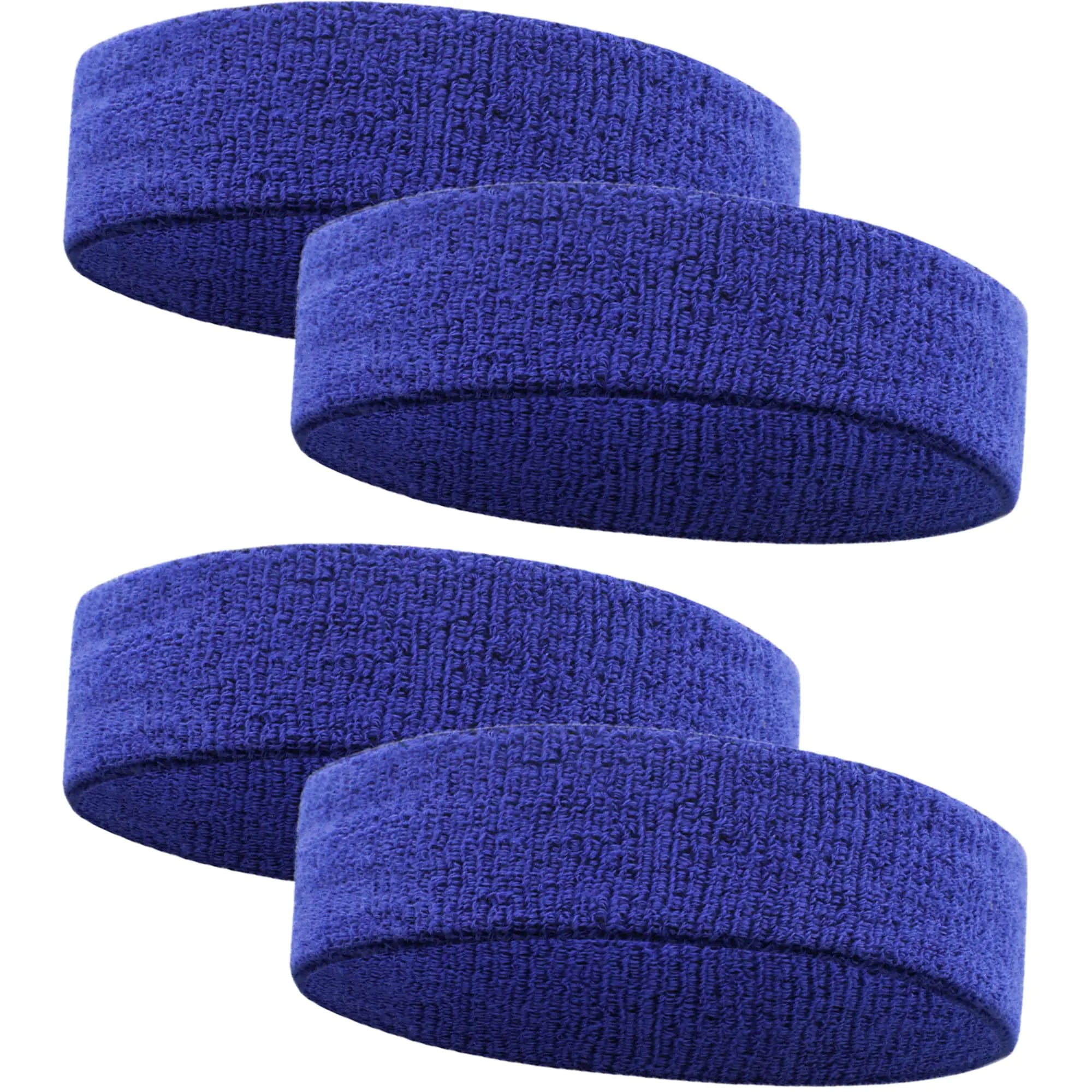 Sports Headbands – Moisture-Wicking Stretch Sweatbands for Men & Women (4-Pack, Dark Blue)