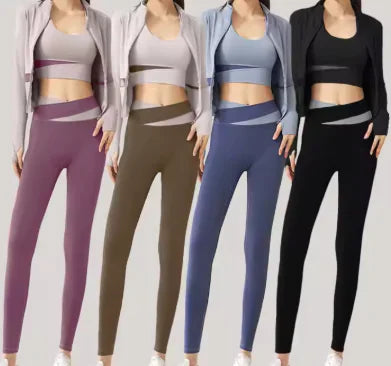 Women’s Yoga 3Pc Workout Set – Breathable Activewear Top & Pants