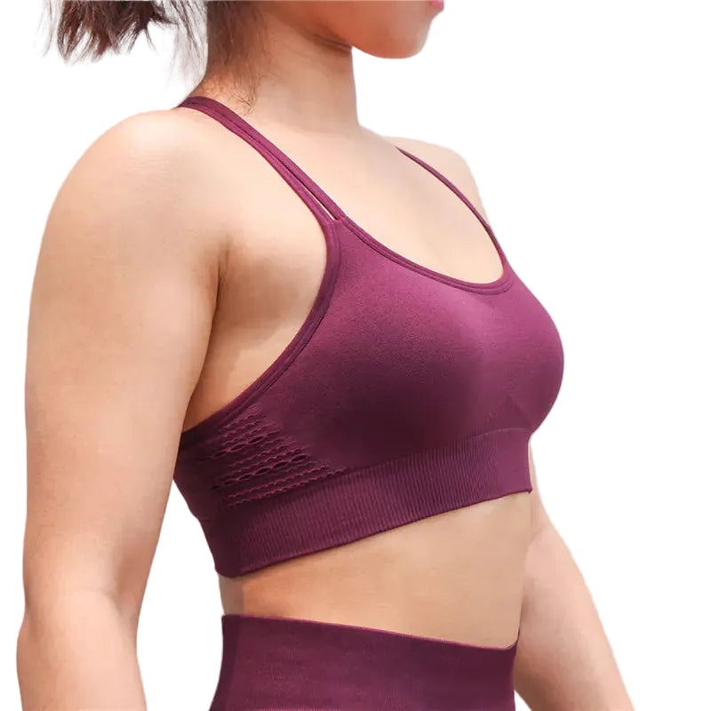 Women’s Cross Back Sports Bra for Fitness & Workout – Breathable Wireless Support