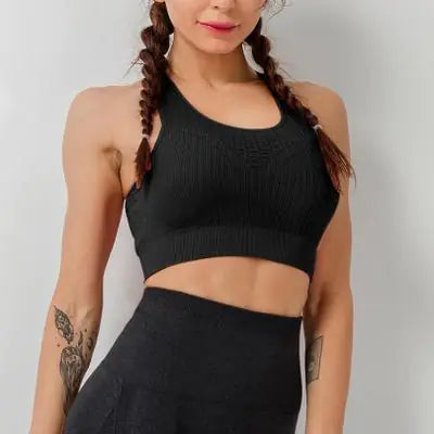 Breathable Mesh Back Sports Bra for Yoga and Running Fitness