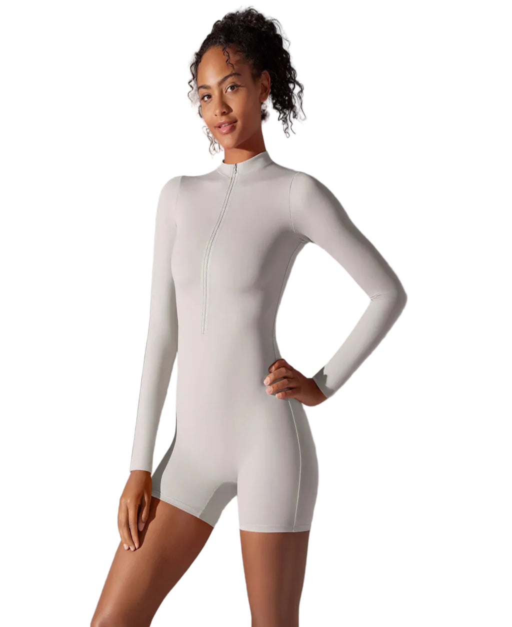 sleek summer zip-front workout Jumpsuit