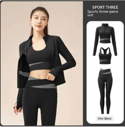 Women’s Yoga 3Pc Workout Set – Breathable Activewear Top & Pants