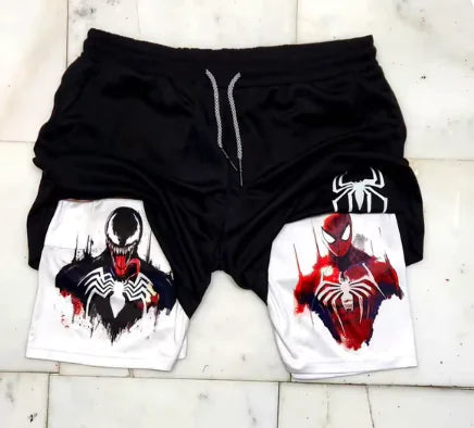 Marvel Venom Gym Shorts for Men – Spider-Man Fitness Workout & Training Shorts