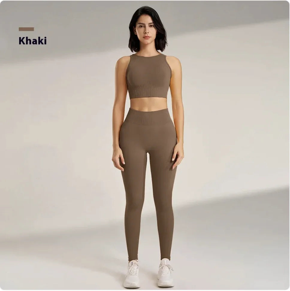 Women’s Yoga Workout Outfit Set – Breathable Fitness Top & Pants