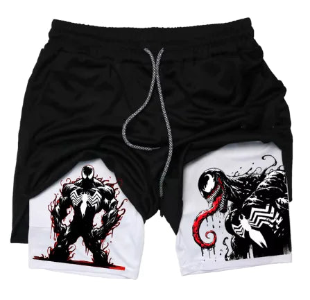 Marvel Venom Gym Shorts for Men – Spider-Man Fitness Workout & Training Shorts