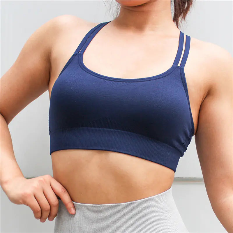 Women’s Cross Back Sports Bra for Fitness & Workout – Breathable Wireless Support