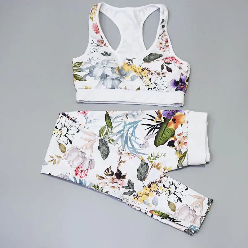 Women’s Floral Print Yoga Set – Sports Bra & Leggings Outfit
