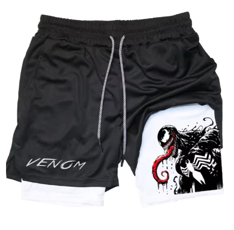 Marvel Venom Gym Shorts for Men – Spider-Man Fitness Workout & Training Shorts