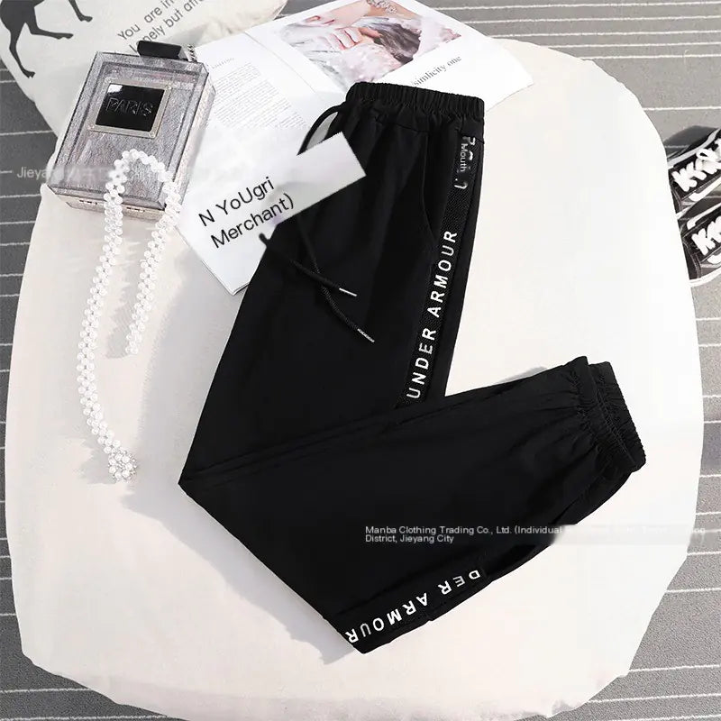Women’s High-Waisted Letter Sweatpants – Loose Fit Harem Joggers Casual Streetwear Pants
