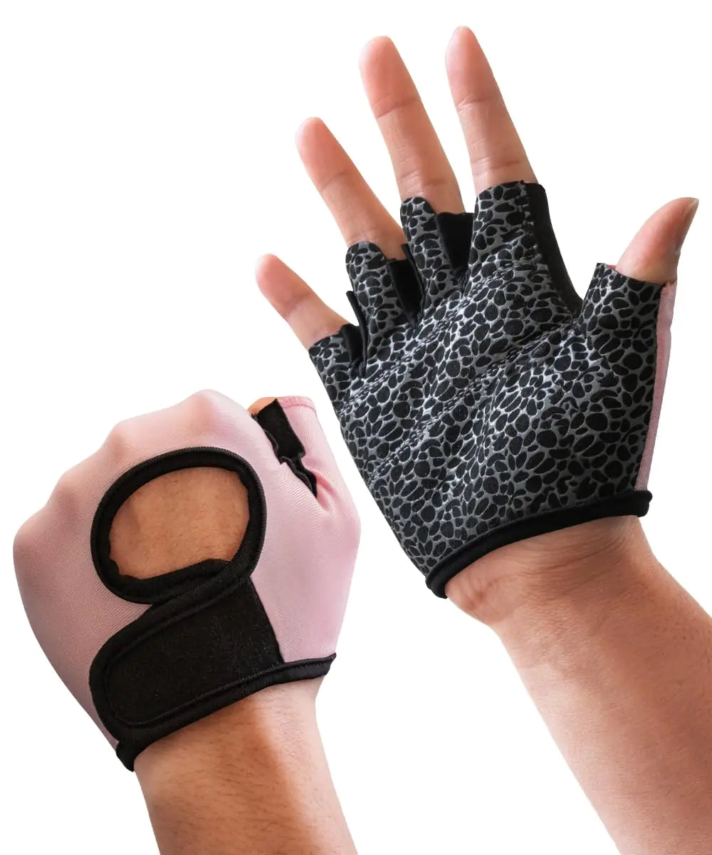 Gym Gloves for Women & Men - Fingerless Workout Gloves for Weightlifting Lightweight Breathable Fitness Gloves for Sports (Pink L)