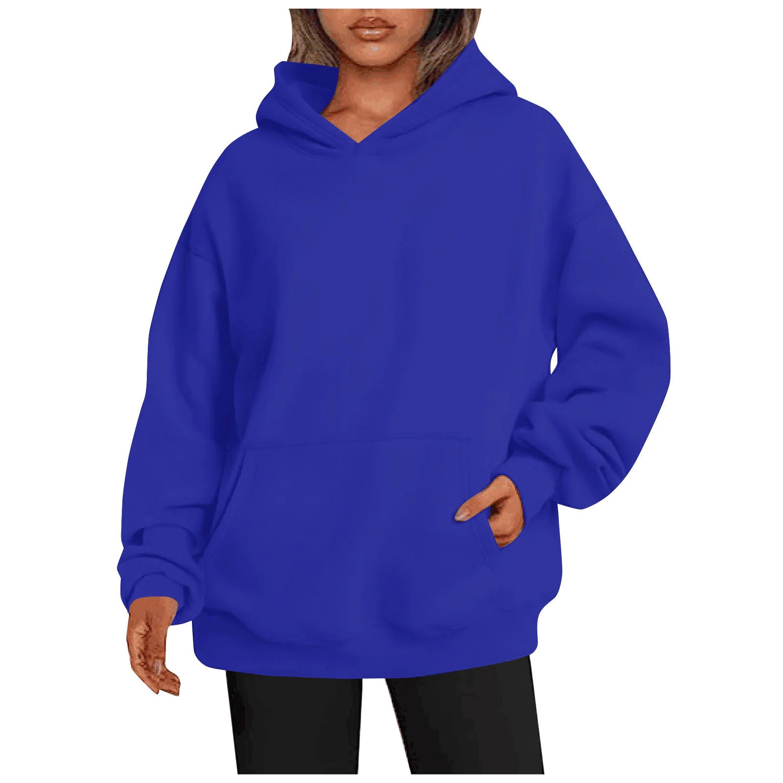 Women’s Oversized Pullover Hoodie – Soft Fleece-Look Sweatshirt with Kangaroo Pocket, Long Sleeve