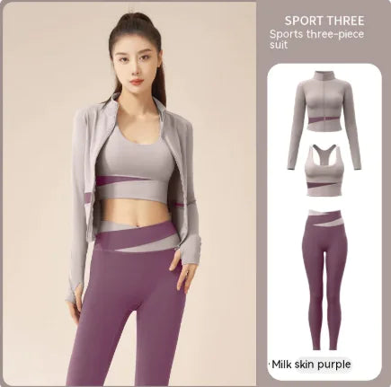 Women’s Yoga 3Pc Workout Set – Breathable Activewear Top & Pants