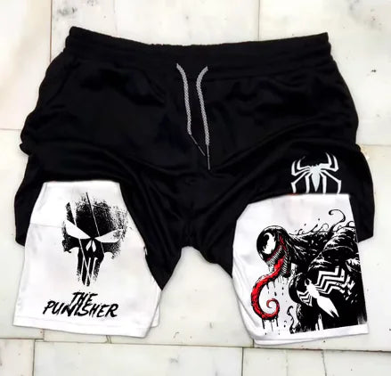 Marvel Venom Gym Shorts for Men – Spider-Man Fitness Workout & Training Shorts