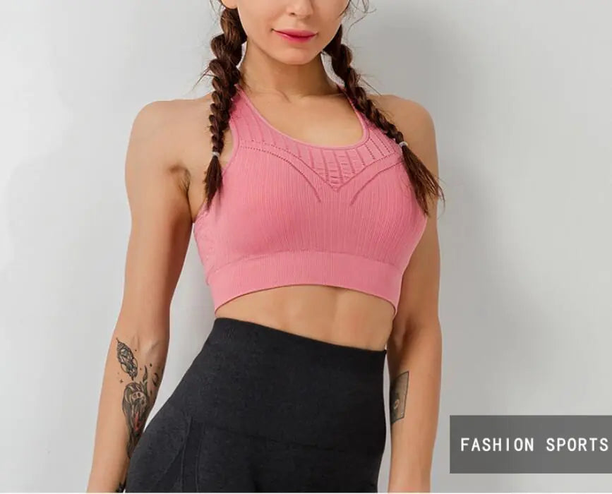 Breathable Mesh Back Sports Bra for Yoga and Running Fitness