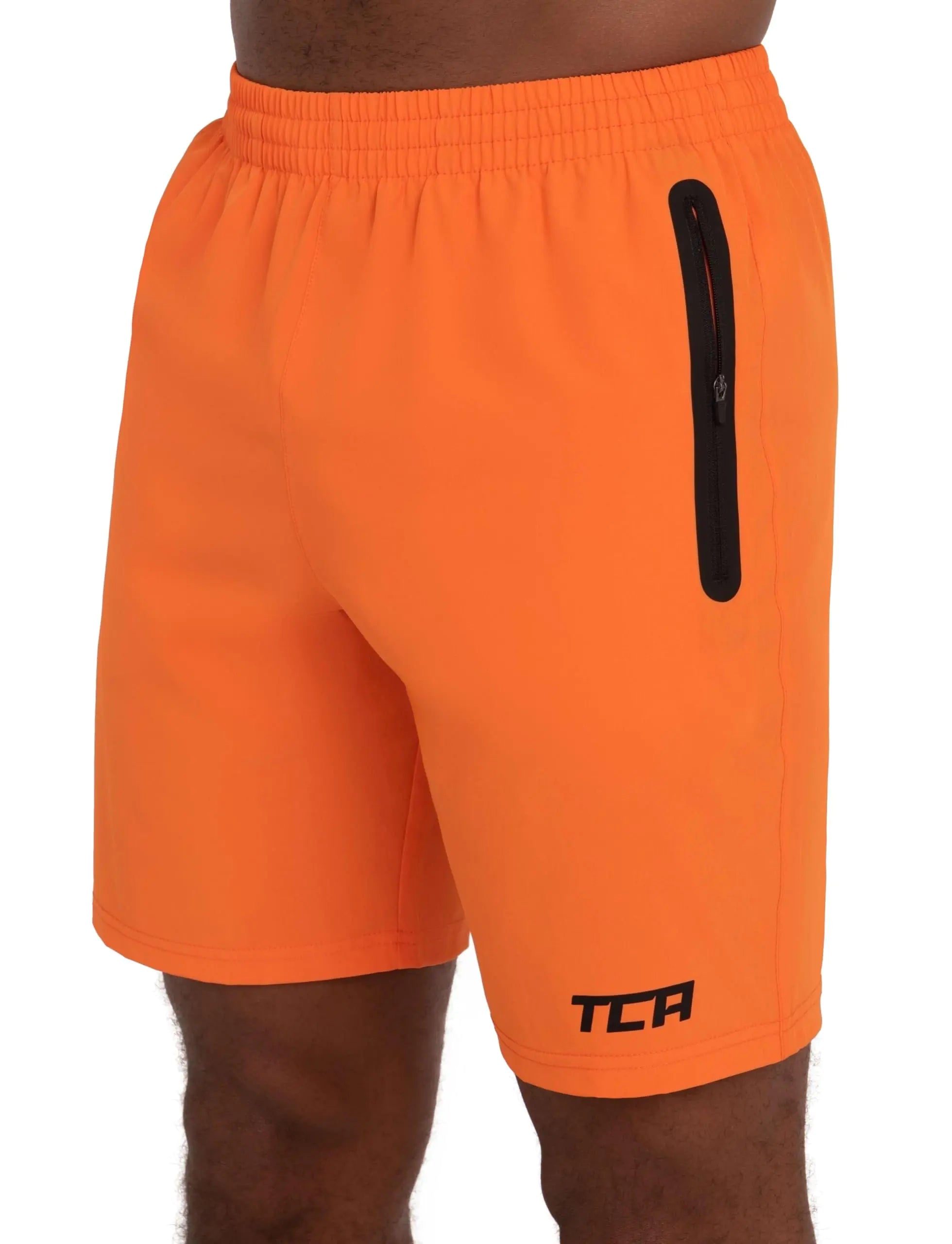 Men’s 5” Gym Shorts (if 5-inch) – Quick-Dry Athletic Shorts with Zipper Pockets (Orange, XL)