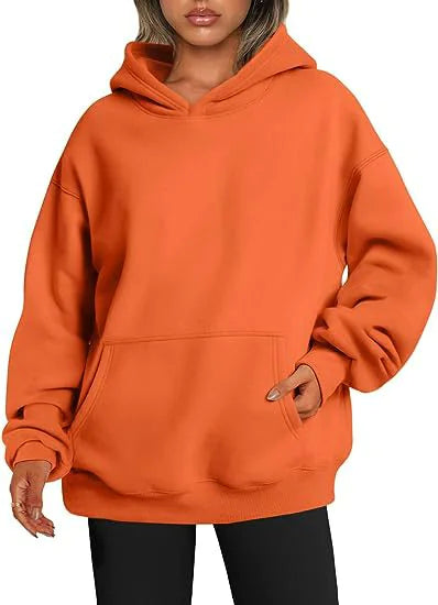 Women’s Oversized Pullover Hoodie – Soft Fleece-Look Sweatshirt with Kangaroo Pocket, Long Sleeve