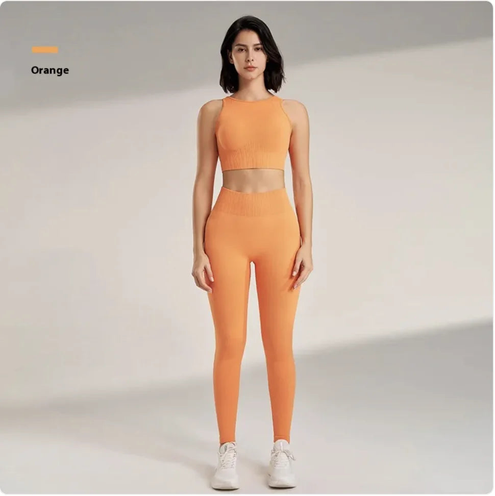 Women’s Yoga Workout Outfit Set – Breathable Fitness Top & Pants