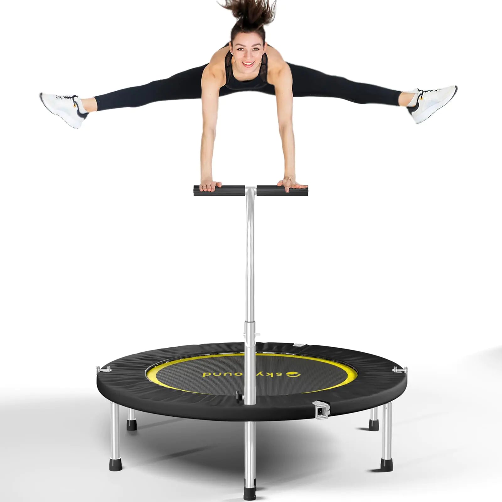 SkyBound Fitness Rebounder with T-Bar – Stability Mini Trampoline