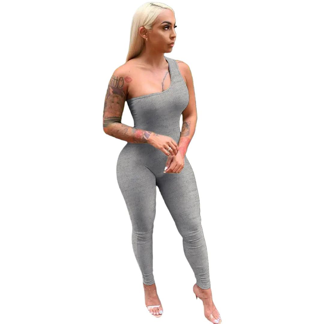 One-Shoulder Sleeveless Hip-Lift Sports Jumpsuit