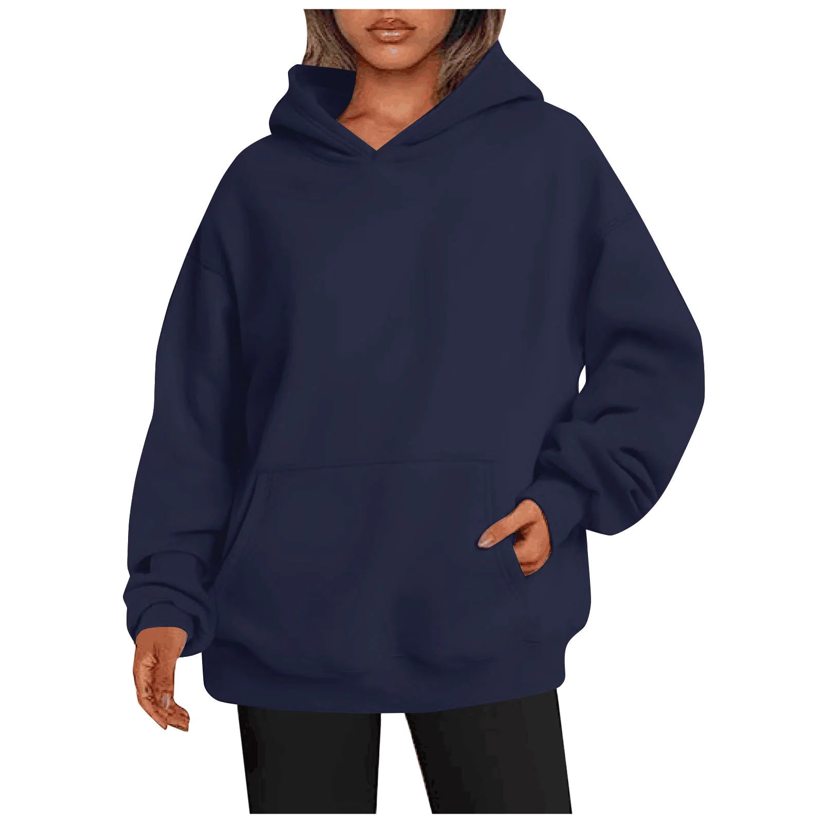 Women’s Oversized Pullover Hoodie – Soft Fleece-Look Sweatshirt with Kangaroo Pocket, Long Sleeve