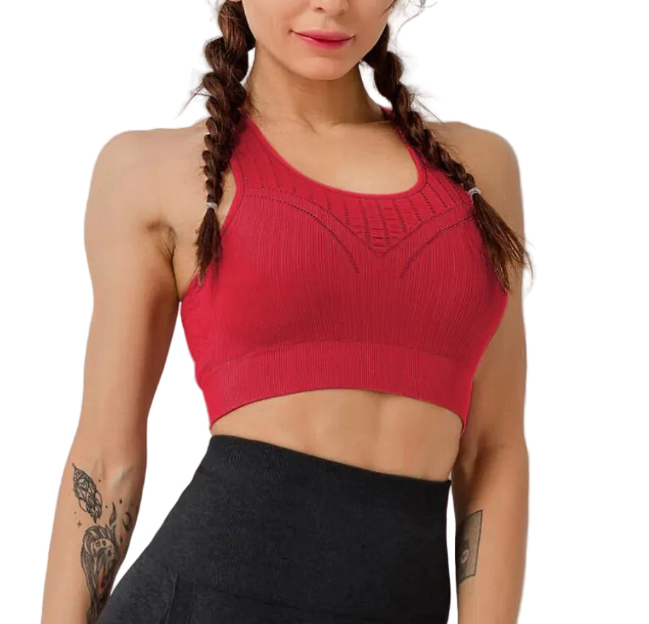 Breathable Mesh Back Sports Bra for Yoga and Running Fitness