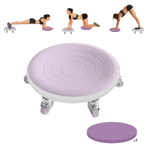-Caster Ab Roller Wheel – 360° Silent Core Exercise Equipment with Knee Pads (Purple)