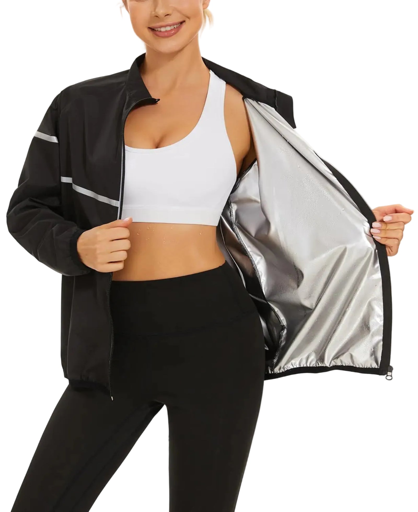 Women’s Sweat Sauna Jacket | Zip-Up Long Sleeve Workout & Gym Training Sauna Suit Top