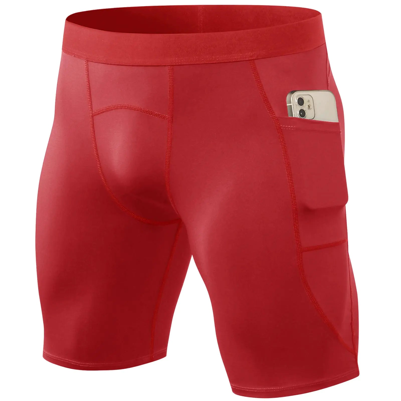 Men’s Red Compression Shorts with Pocket