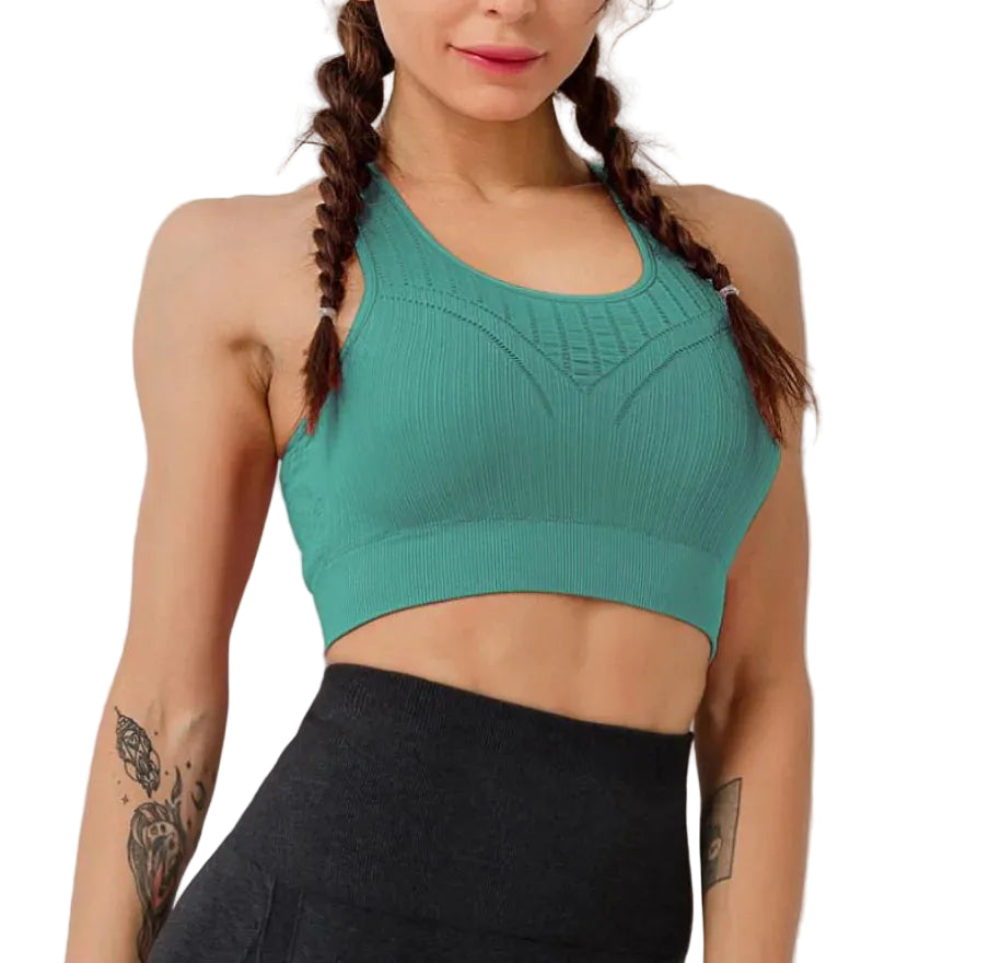 Breathable Mesh Back Sports Bra for Yoga and Running Fitness