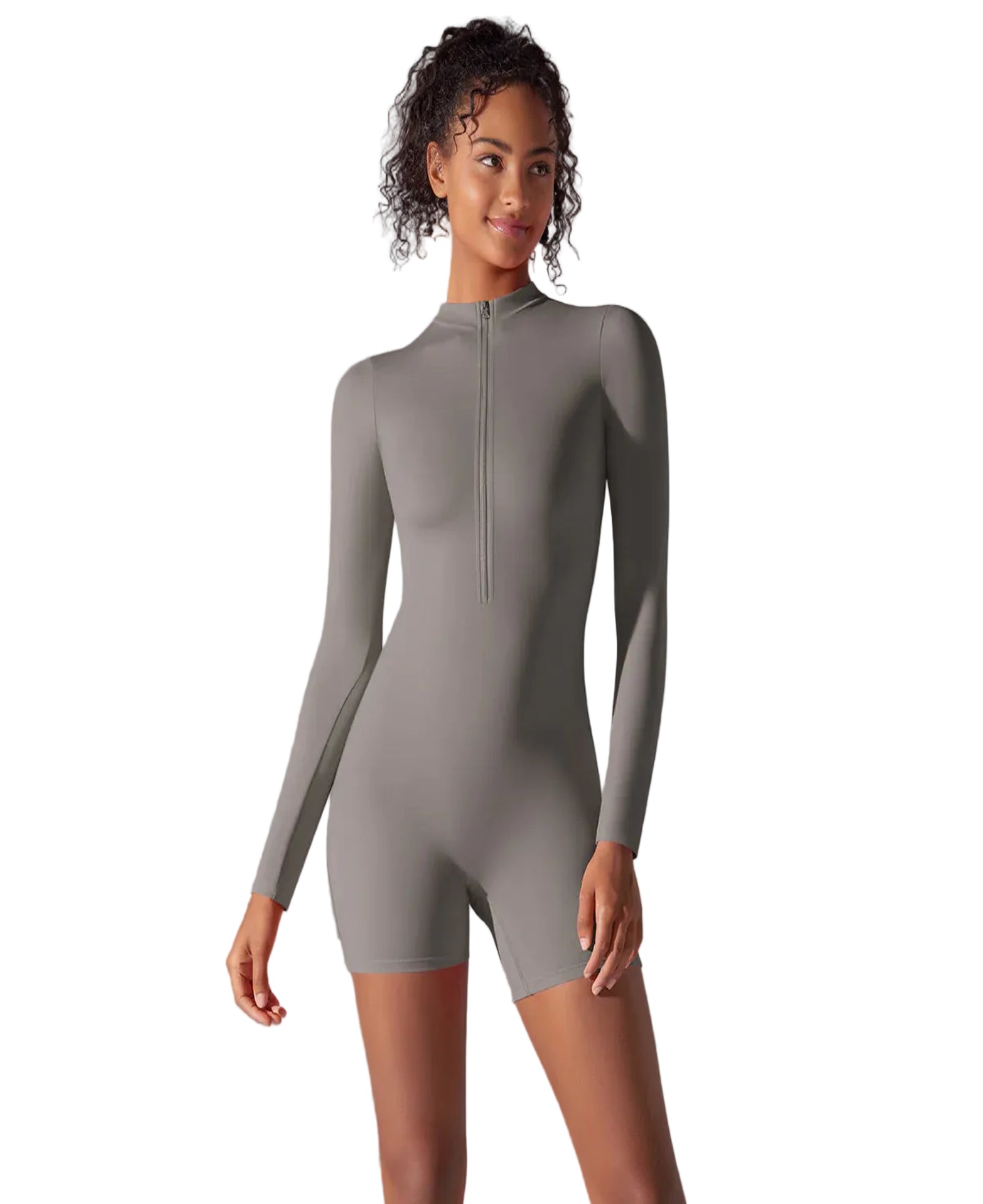 sleek summer zip-front workout Jumpsuit