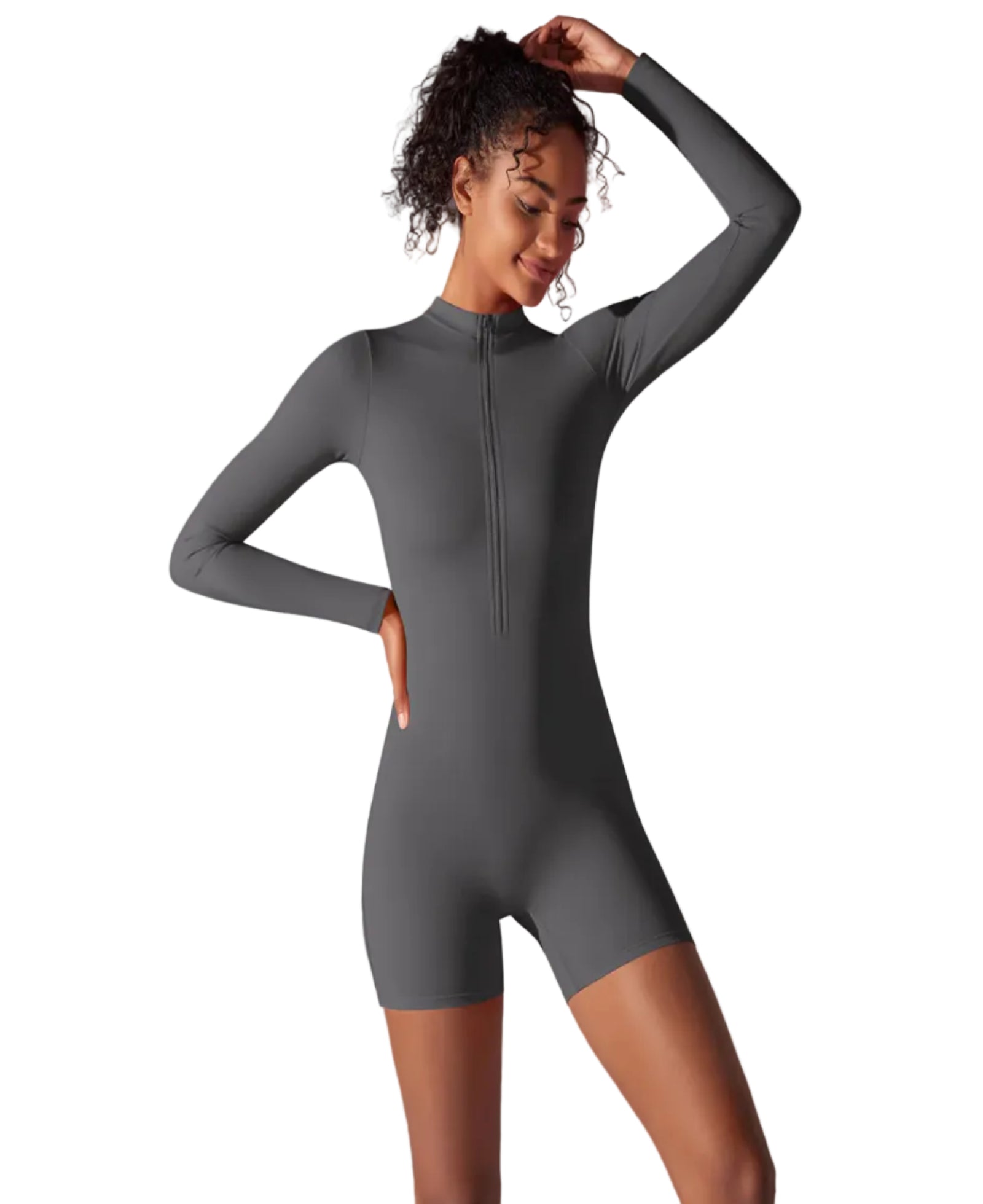 sleek summer zip-front workout Jumpsuit