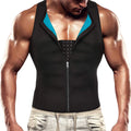 Men’s Neoprene Sauna Waist Trainer Vest – Zipper Sweat Tank Top Shapewear (Black)