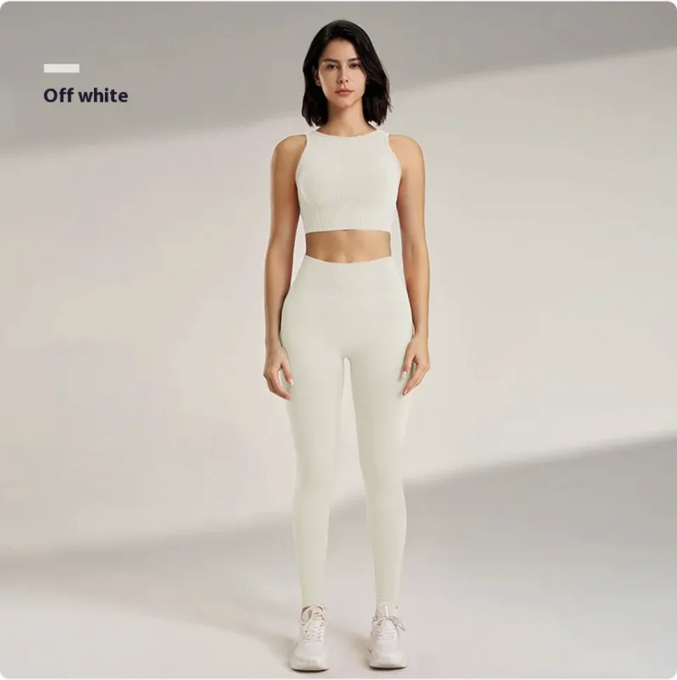 Women’s Yoga Workout Outfit Set – Breathable Fitness Top & Pants