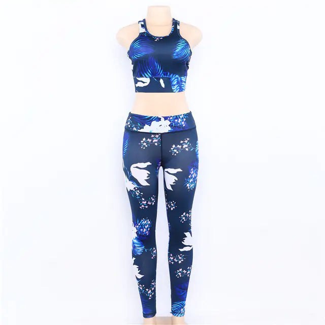 Women’s Floral Print Yoga Set – Sports Bra & Leggings Outfit