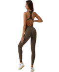Backless Sculpting Workout Jumpsuit – Sleeveless Shorts Romper
