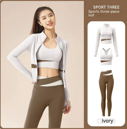 Women’s Yoga 3Pc Workout Set – Breathable Activewear Top & Pants