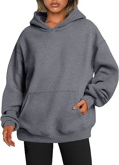Women’s Oversized Pullover Hoodie – Soft Fleece-Look Sweatshirt with Kangaroo Pocket, Long Sleeve