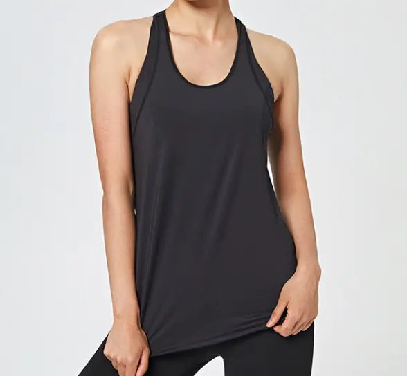 Women’s Sleeveless Yoga Vest with Built-In Chest Pad – Fitness Training Top