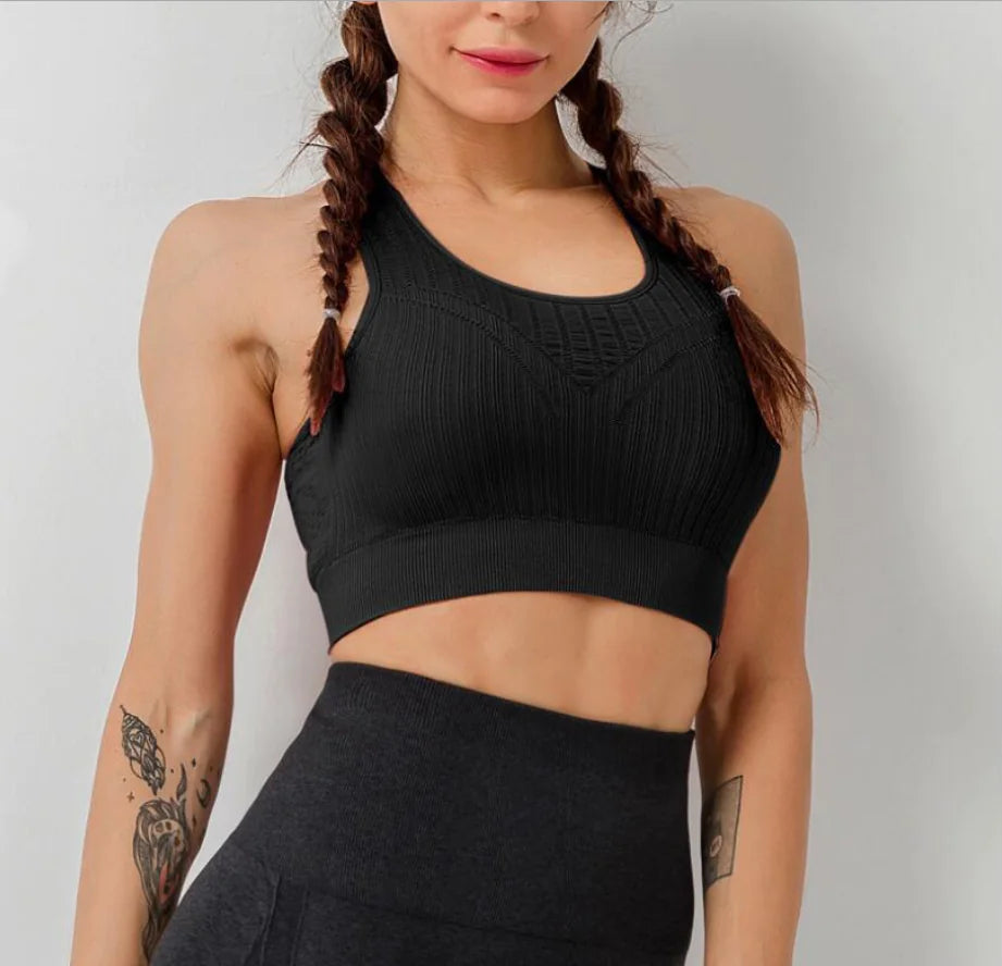 Breathable Mesh Back Sports Bra for Yoga and Running Fitness