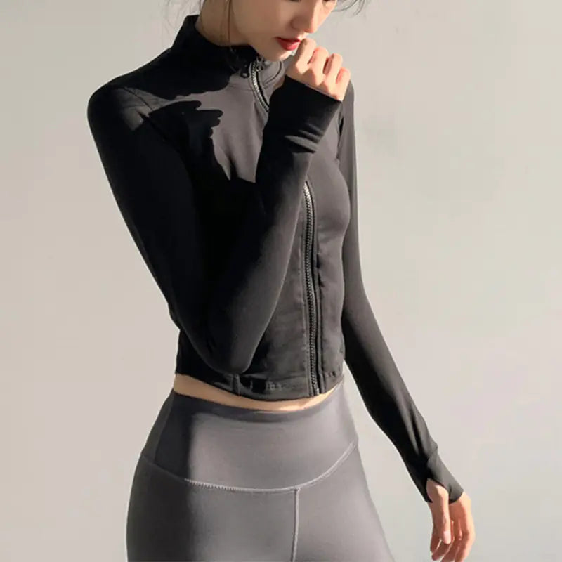Women’s Long Sleeve Workout Jacket – Athletic Yoga & Running Fitness Jacket
