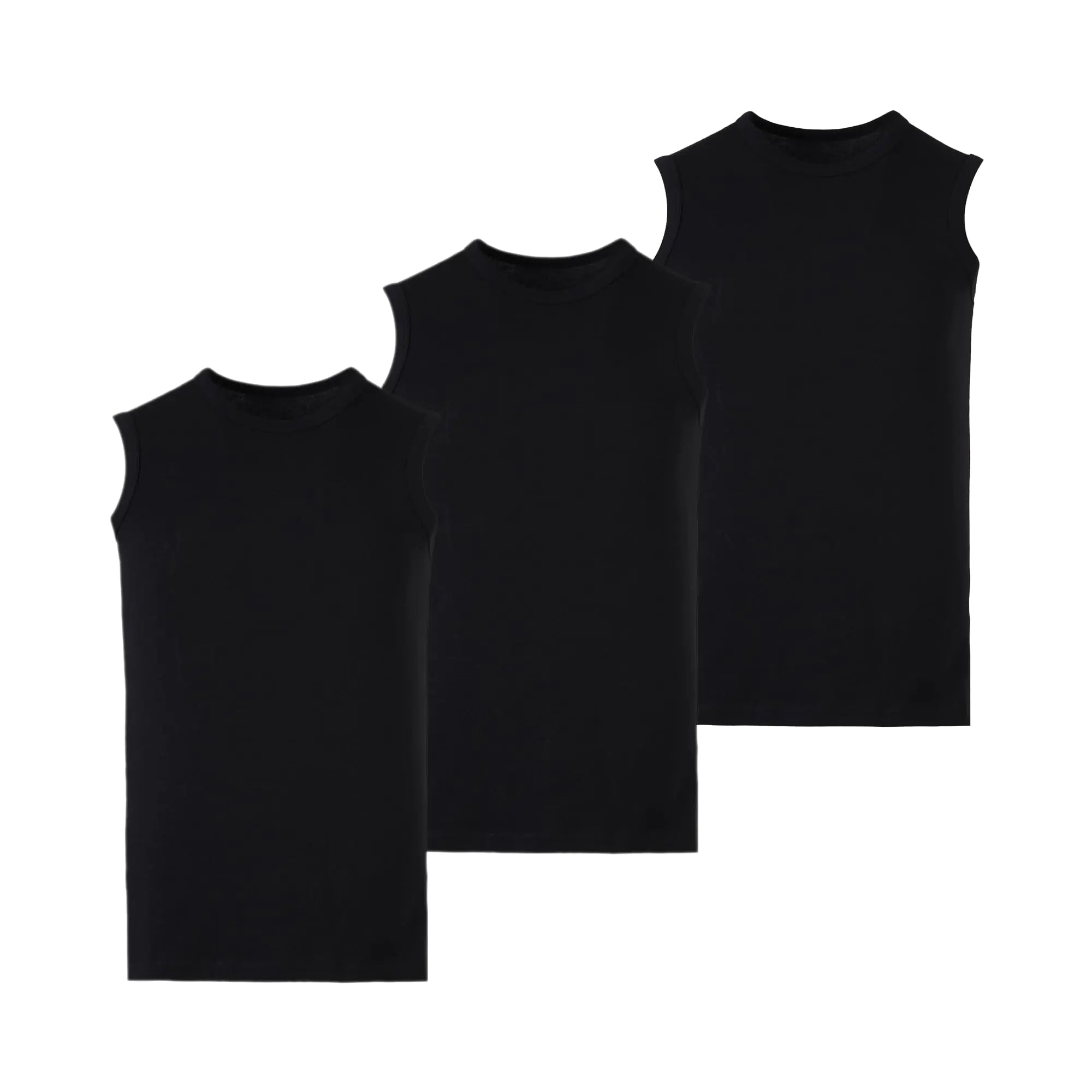 Men’s Slim Fit Tank Top Undershirt – Tagless Cotton Blend A-Shirt with Odor Control (3 Pack Black)